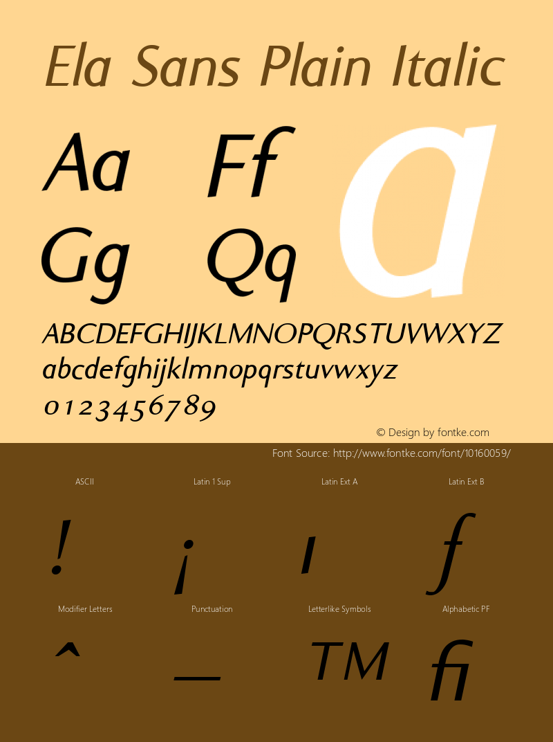 Ela Sans Plain Italic PDF Extract图片样张