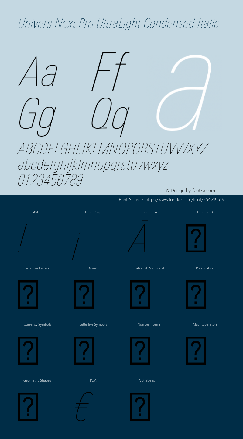 UniversNextPro-UltLtCondIt Version 1.00图片样张