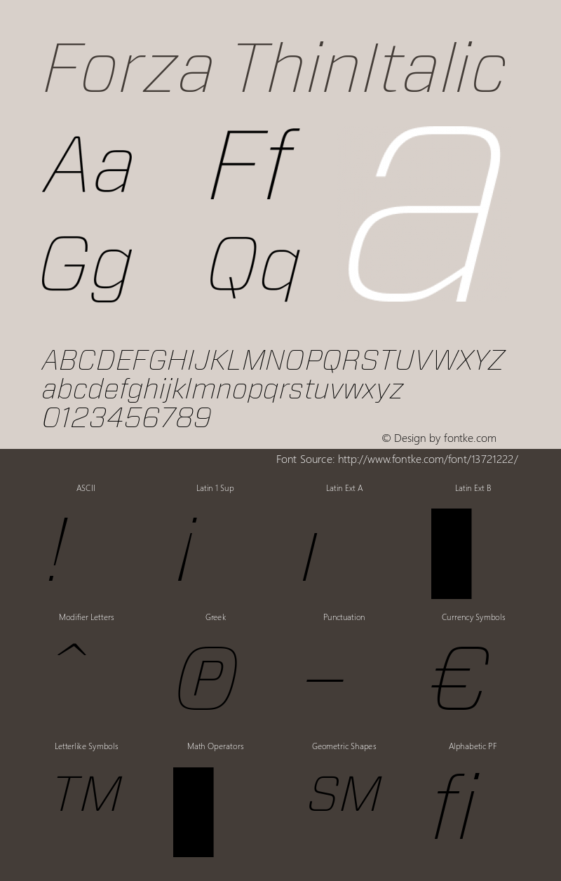 Forza ThinItalic Version 1.100图片样张