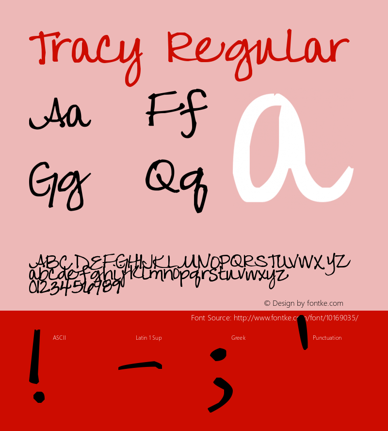 Tracy Regular Version 1.00 May 9, 2006, initial release图片样张