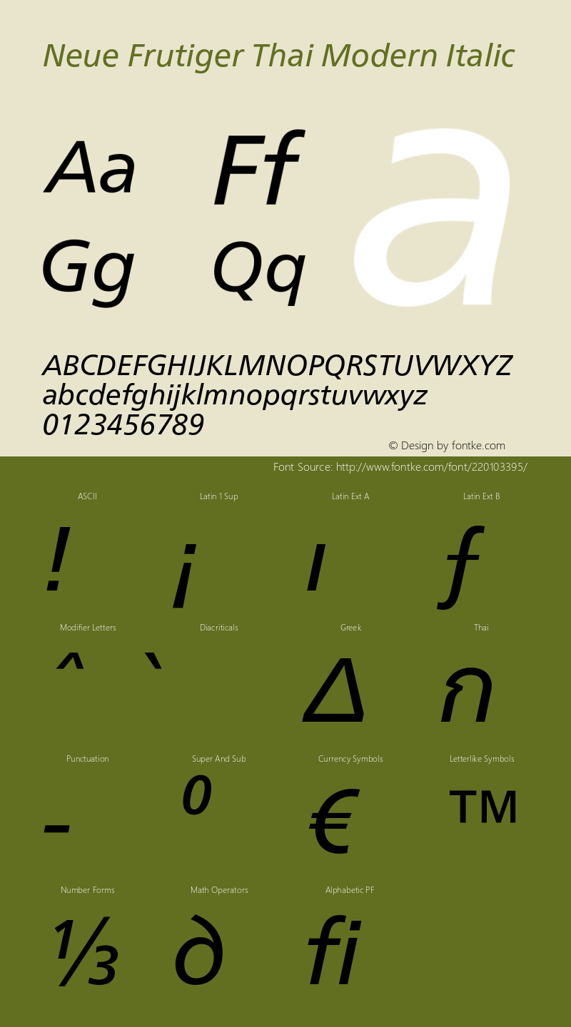 Neue Frutiger Thai Modern It Version 1.10, build 21, s3图片样张