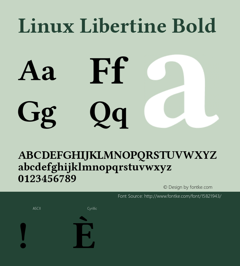 Linux Libertine Bold Version 5.0.3 ; ttfautohint (v1.4.1)图片样张