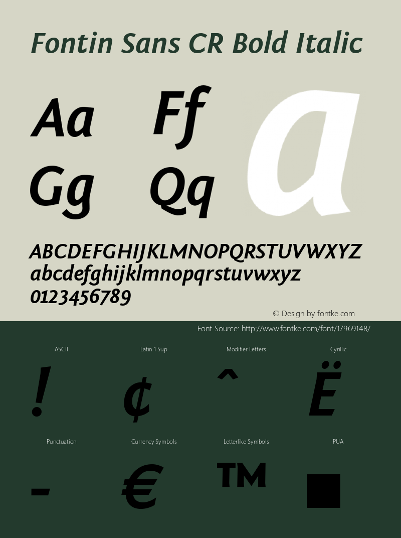 Fontin Sans CR Bold Italic 1.000图片样张