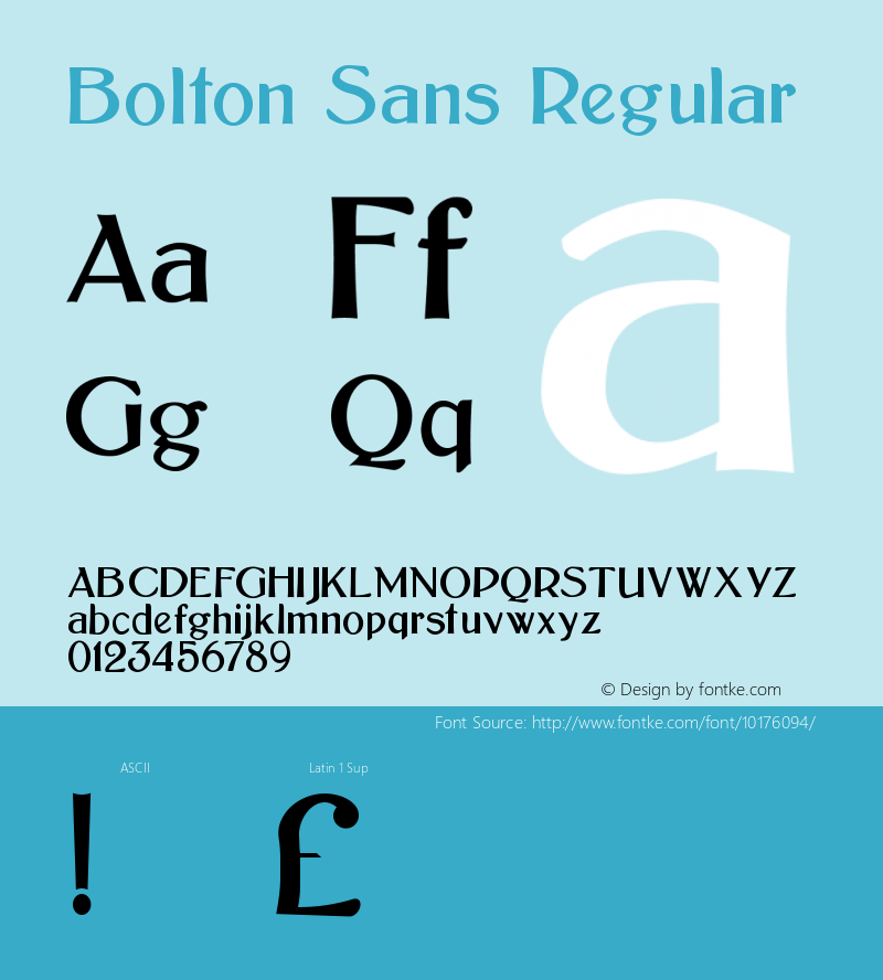 Bolton Sans Regular Version 1.0; 2002; initial release图片样张