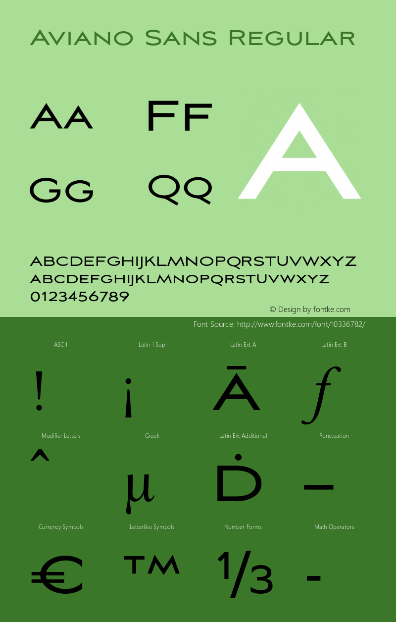 Aviano Sans Regular Version 1.000 2007 initial release图片样张