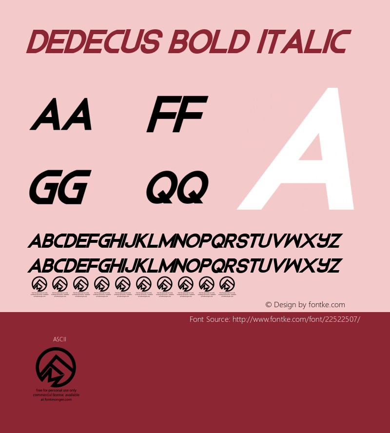 Dedecus Bold Italic Version 1.00 2014图片样张