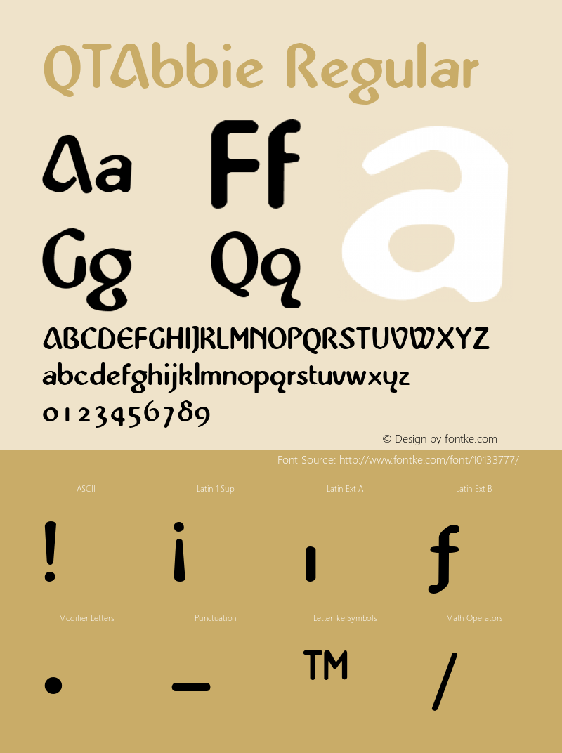 QTAbbie Regular QualiType TrueType font  9/18/92图片样张