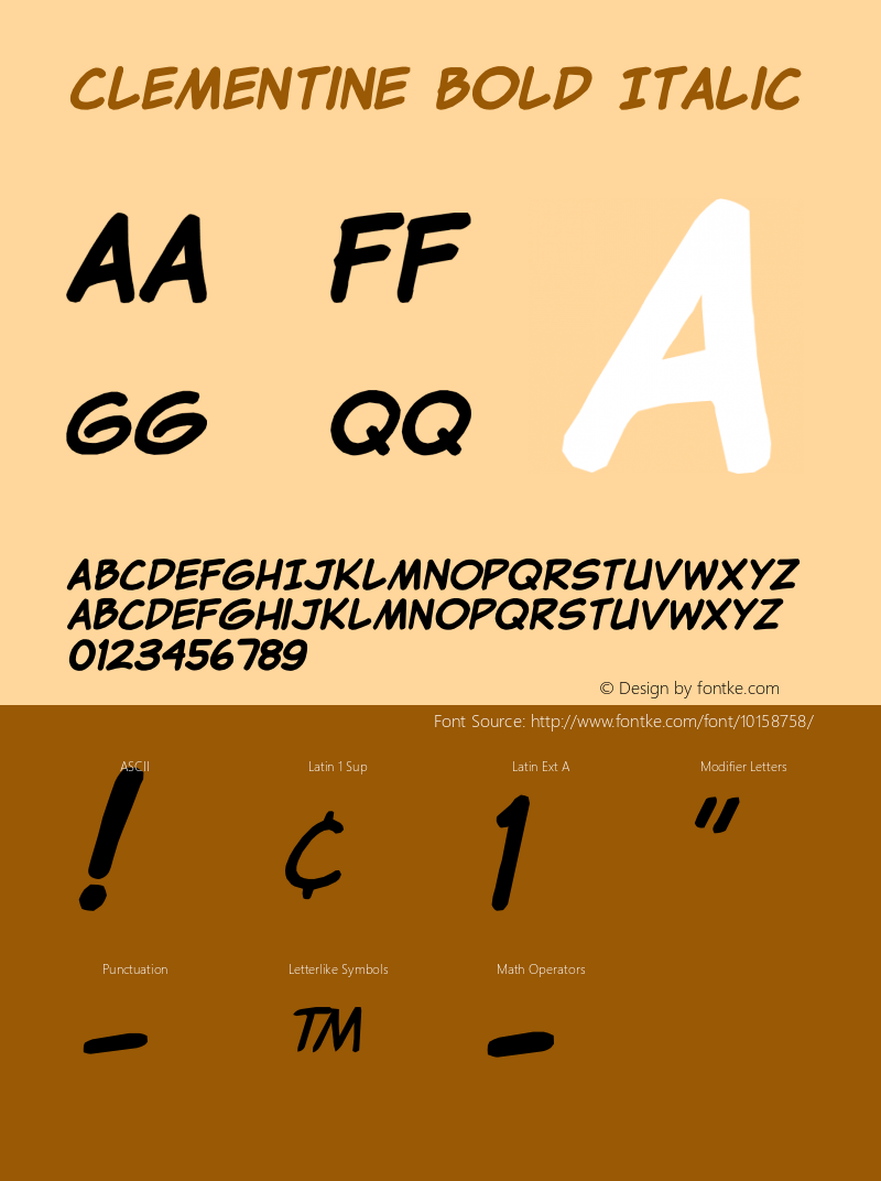 Clementine Bold Italic Version 1.000;PS 001.001;hotconv 1.0.38图片样张