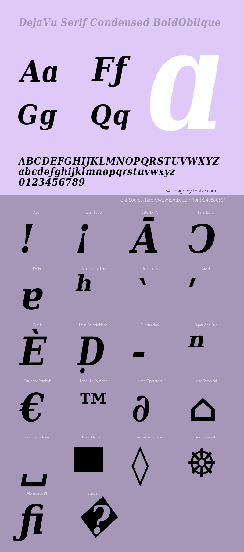 DejaVu Serif Condensed Bold Oblique Version 2.1图片样张