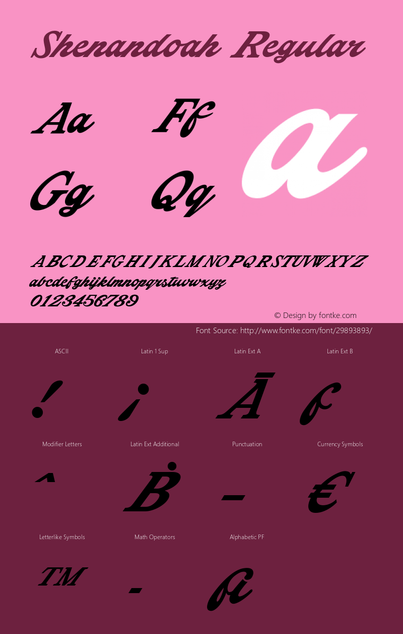 Shenandoah Regular Version 1.000;com.myfonts.easy.mawns.shenandoah.regular.wfkit2.version.4pNS图片样张