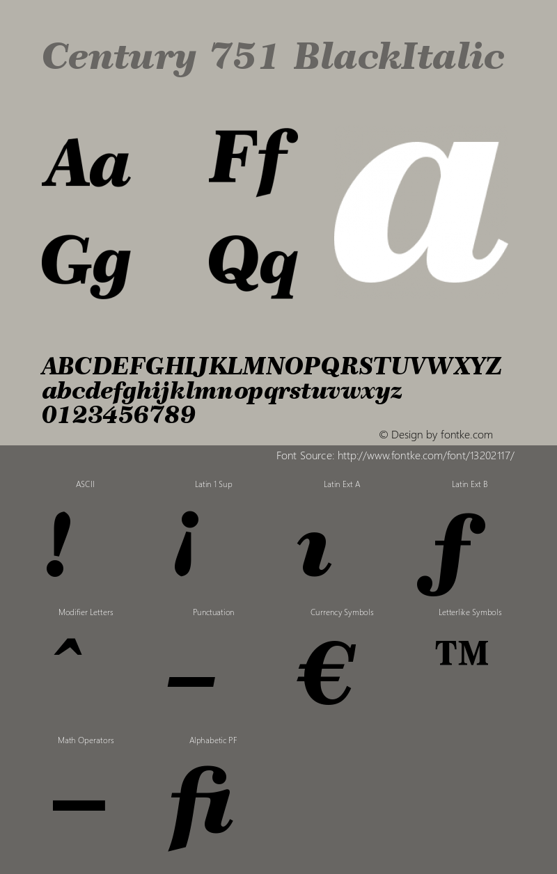 Century 751 BlackItalic Version 003.001图片样张