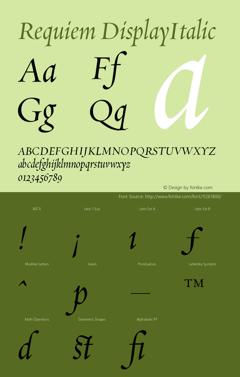 Requiem DisplayItalic Version 001.000图片样张