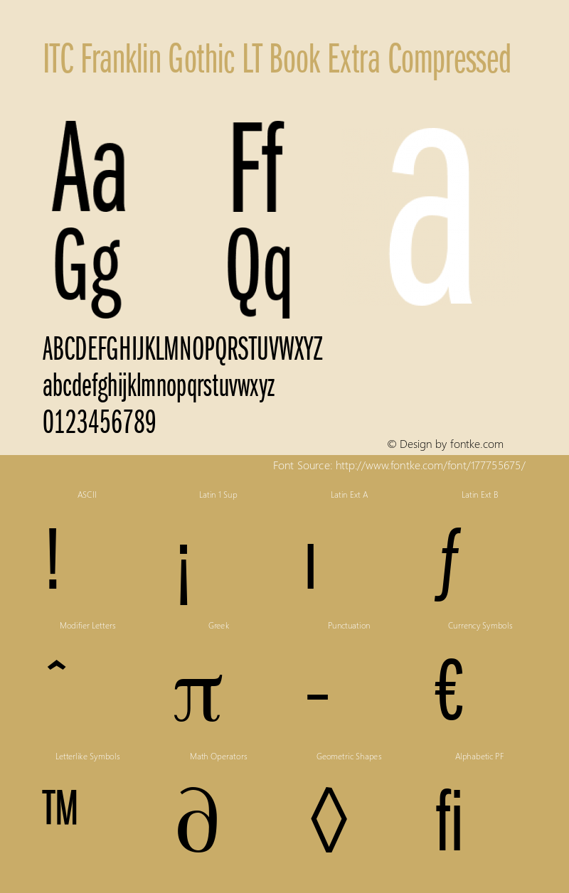 ITC Franklin Gothic LT Book Extra Compressed 006.000图片样张