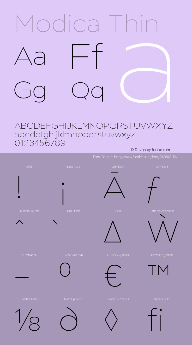 Modica Thin Version 1.000;hotconv 1.0.109;makeotfexe 2.5.65596图片样张