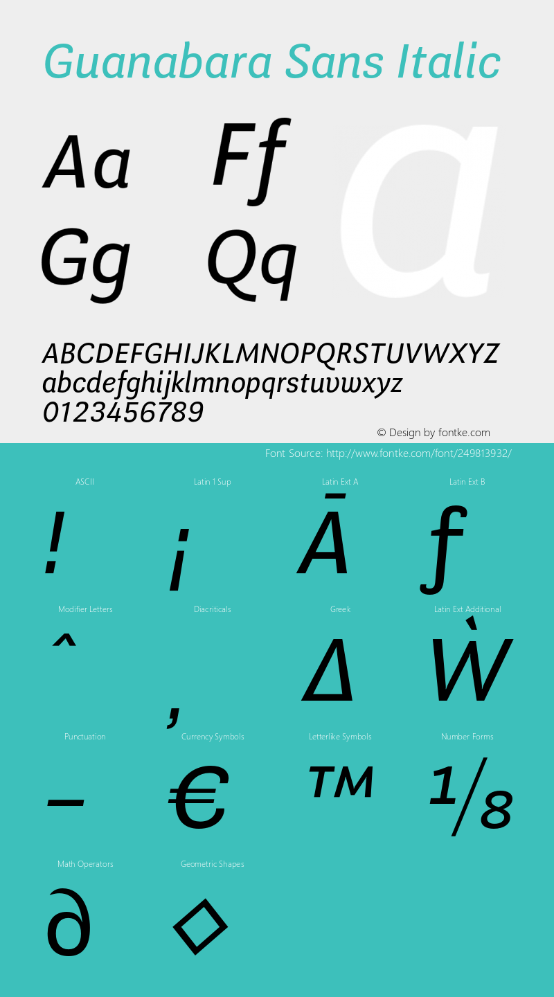 Guanabara Sans Book Italic Version 2.001;PS 002.001;hotconv 1.0.70;makeotf.lib2.5.58329图片样张