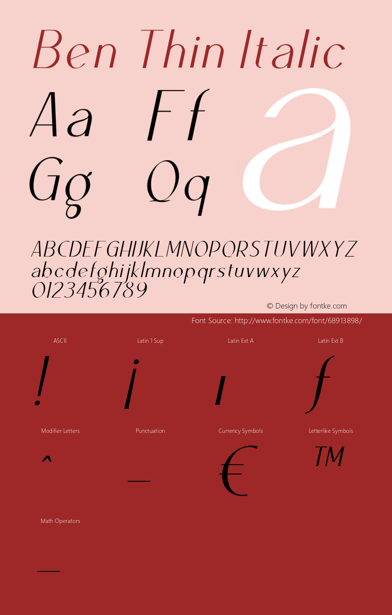 Ben Thin Italic Version 1.000图片样张