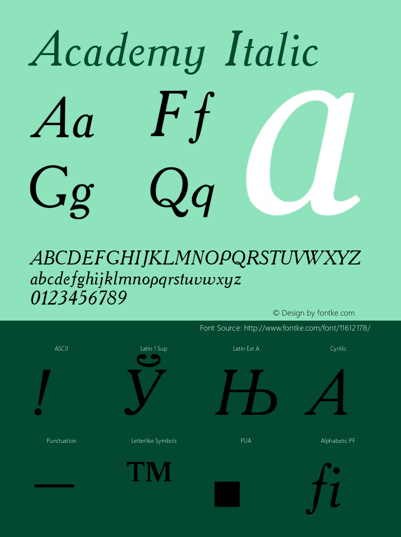 Academy Italic Converted from d:\win\system\ACD56___.TF1 by ALLTYPE图片样张