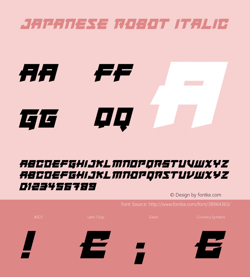 Japanese Robot Italic Version 1.00;October 18, 2019;FontCreator 12.0.0.2547 64-bit图片样张