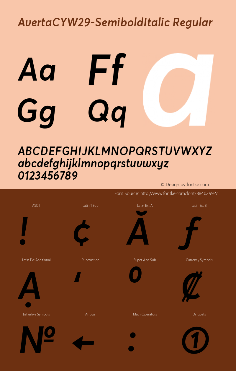 Averta CY W29 Semibold Italic Version 1.008图片样张