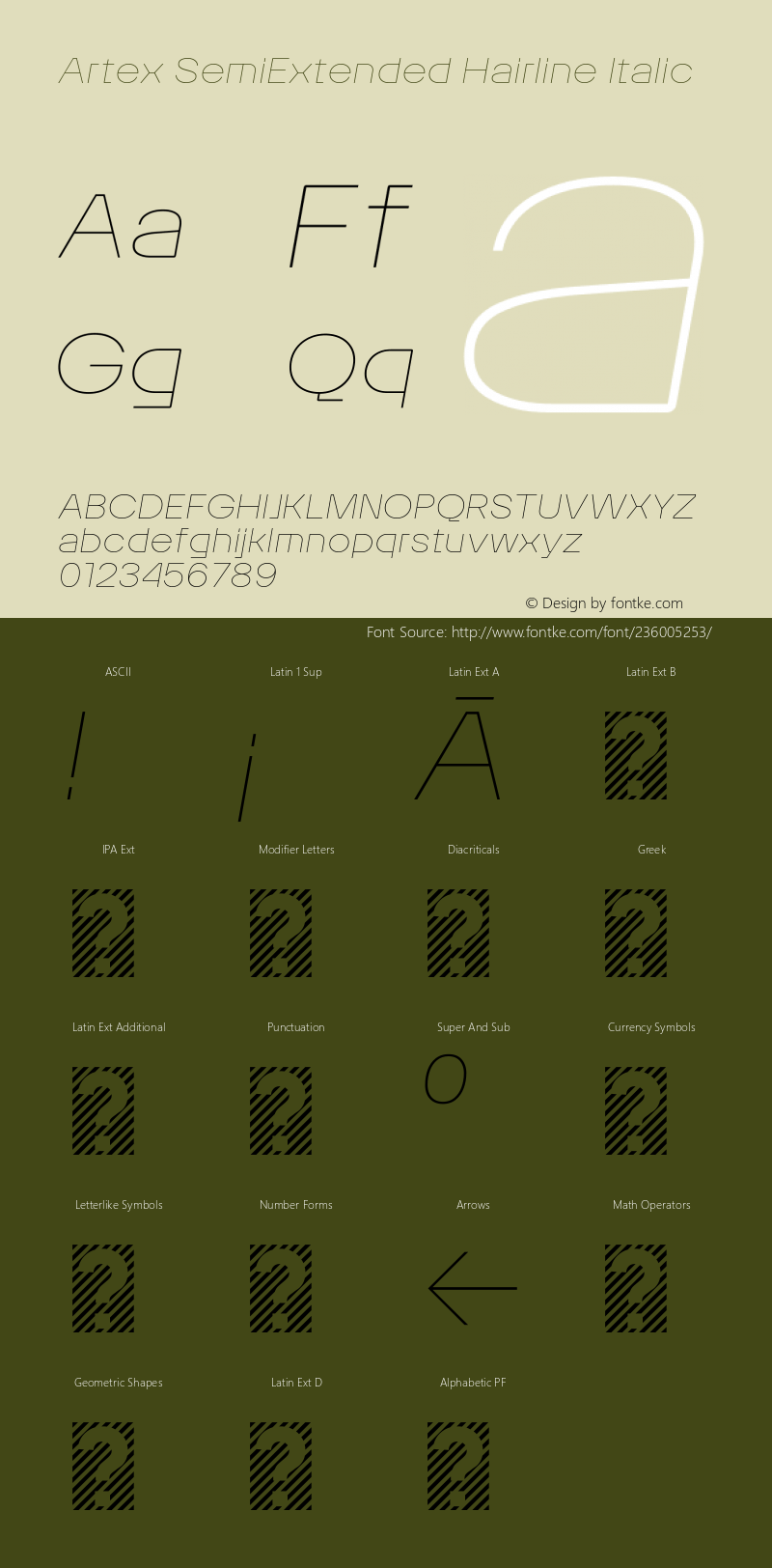 Artex SemiExtended Hairline Italic Version 1.005图片样张