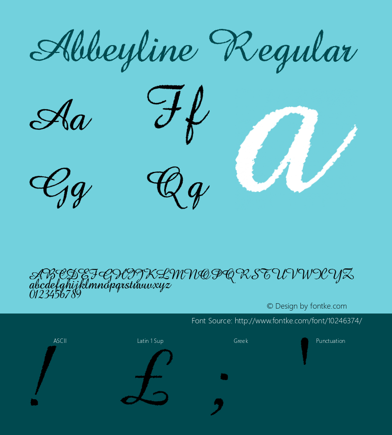 Abbeyline Regular Version 1.01 2009, initial release图片样张