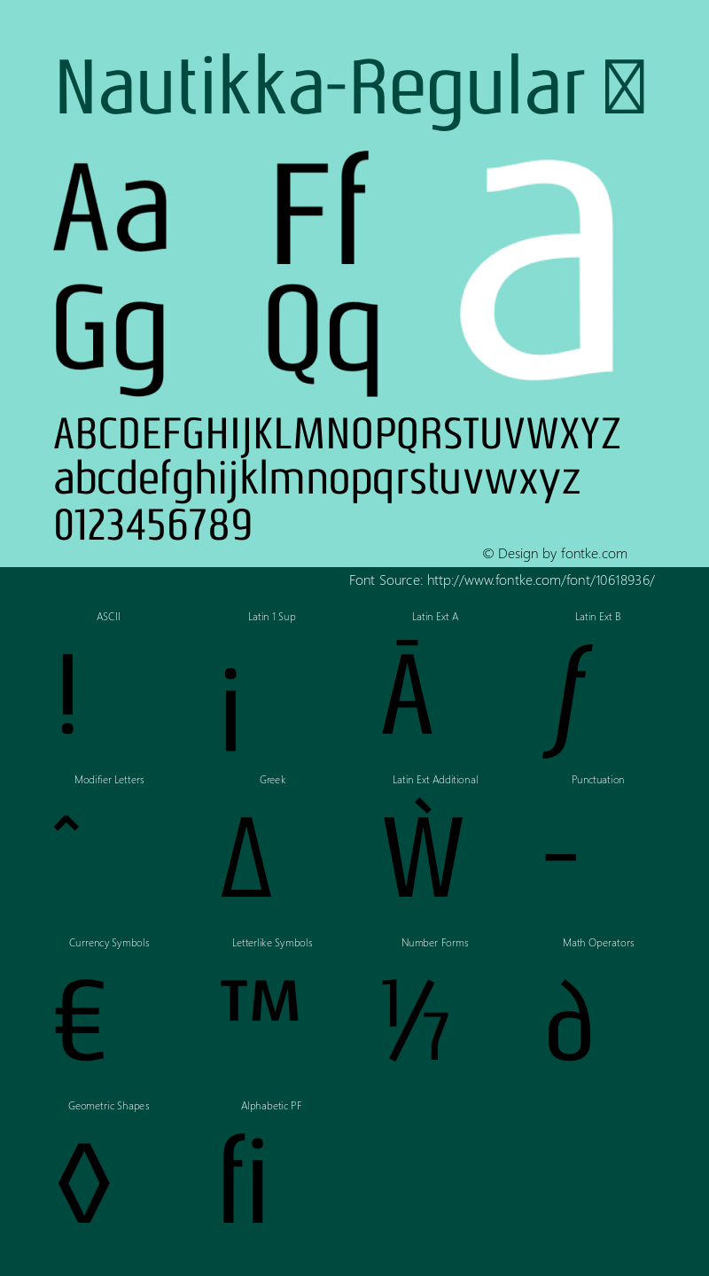 Nautikka-Regular ☞ Version 1.000;PS 001.000;hotconv 1.0.70;makeotf.lib2.5.58329;com.myfonts.easy.sea-types.nautikka.regular.wfkit2.version.4hJB图片样张