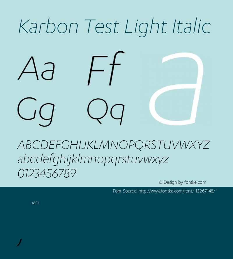Karbon-LightItalicTest Version 1.005;PS 001.001;hotconv 16.6.54;makeotf.lib2.5.65590;0图片样张