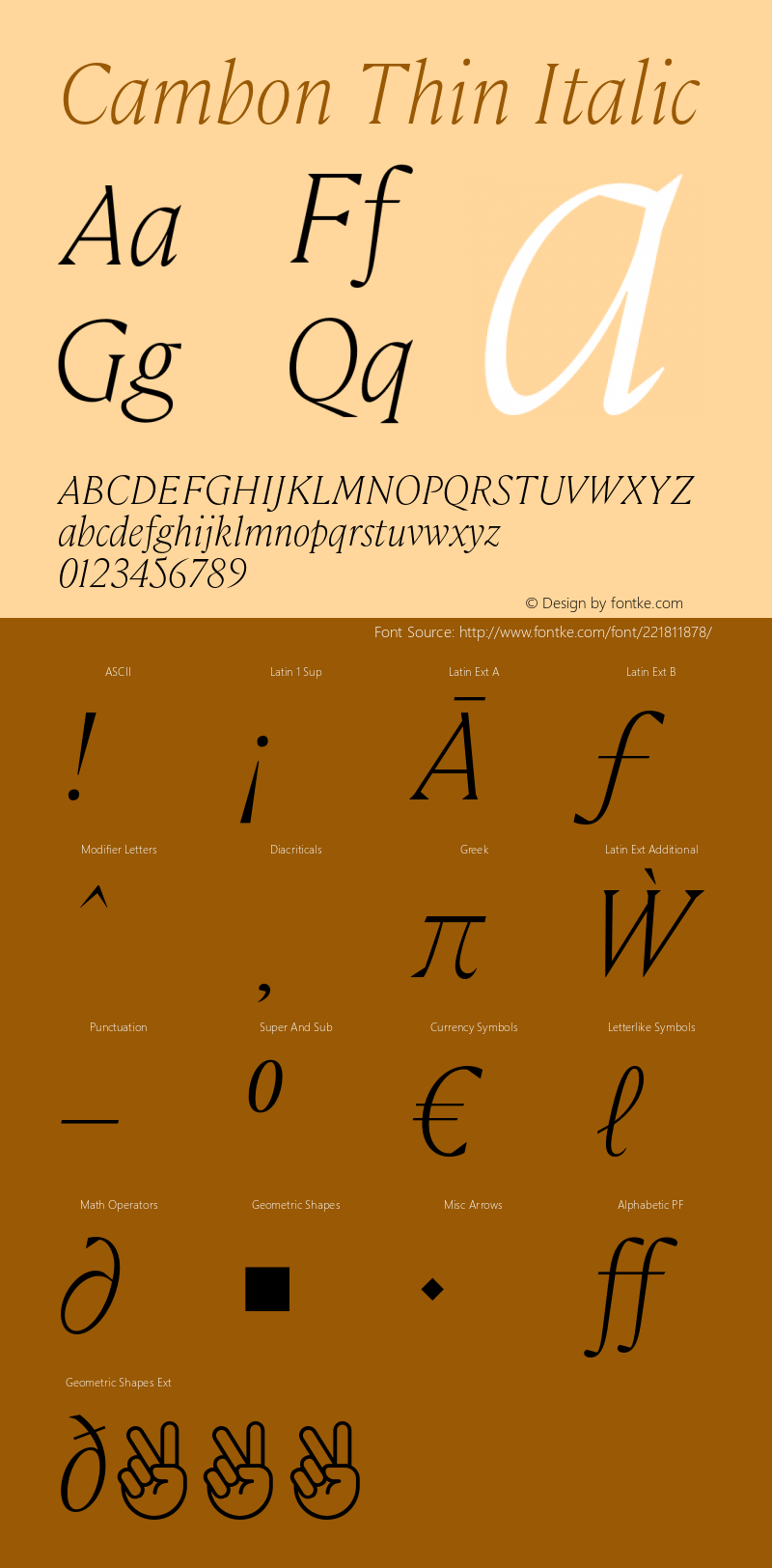 Cambon Thin Italic Version 1.000;PS 1.0;hotconv 1.0.88;makeotf.lib2.5.647800图片样张