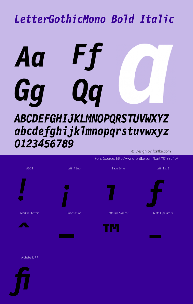 LetterGothicMono Bold Italic 001.000图片样张