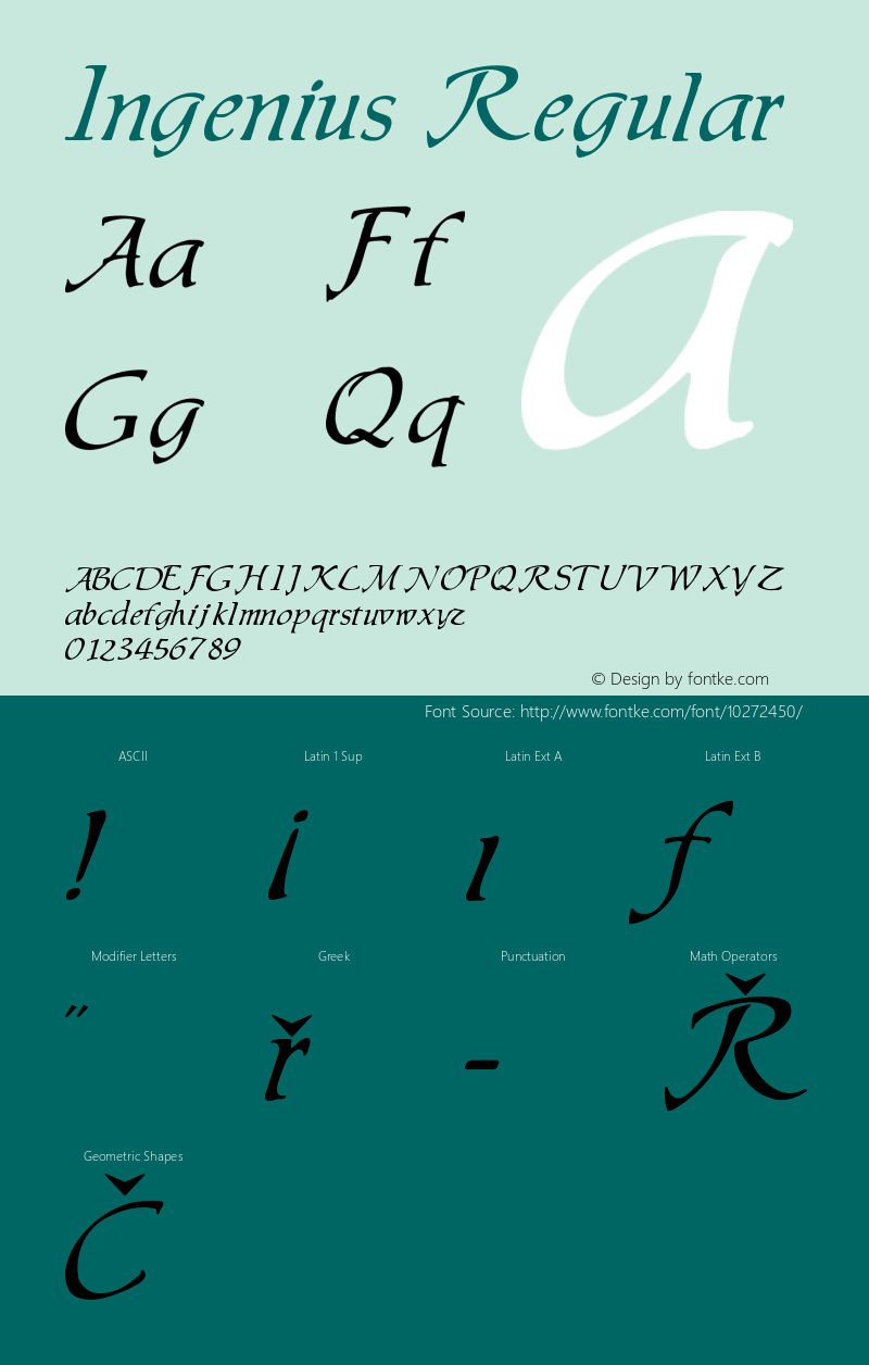 Ingenius Regular Altsys Fontographer 3.5  2/9/93图片样张