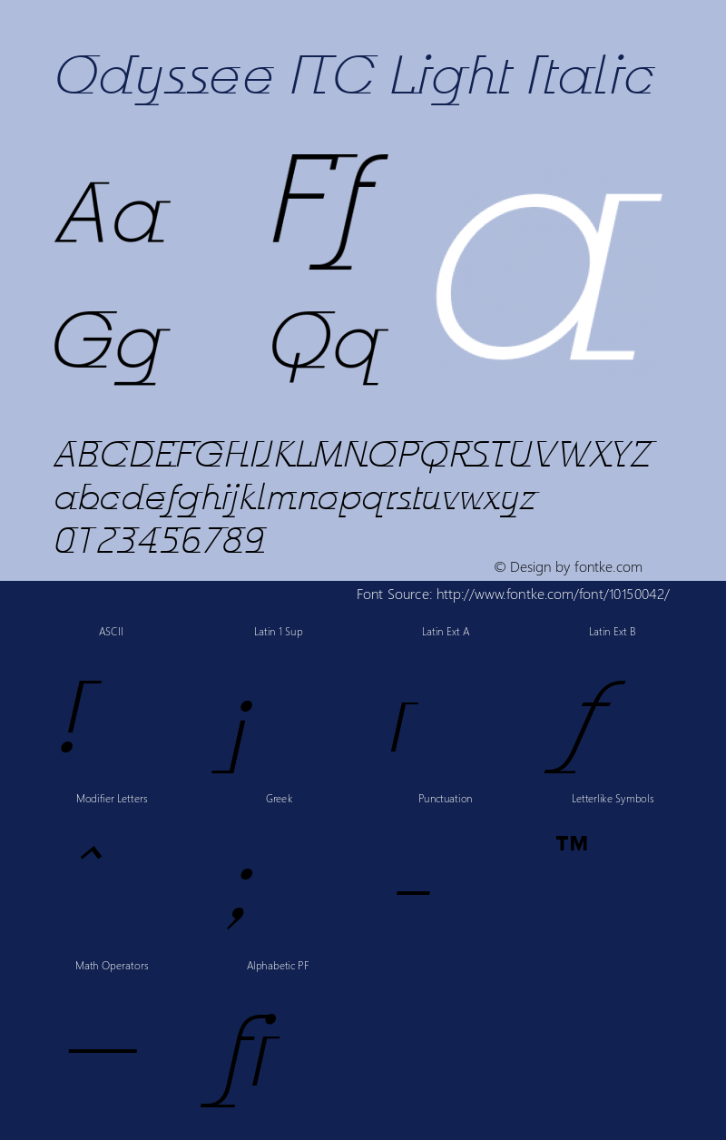 Odyssee ITC Light Italic Version 001.001图片样张