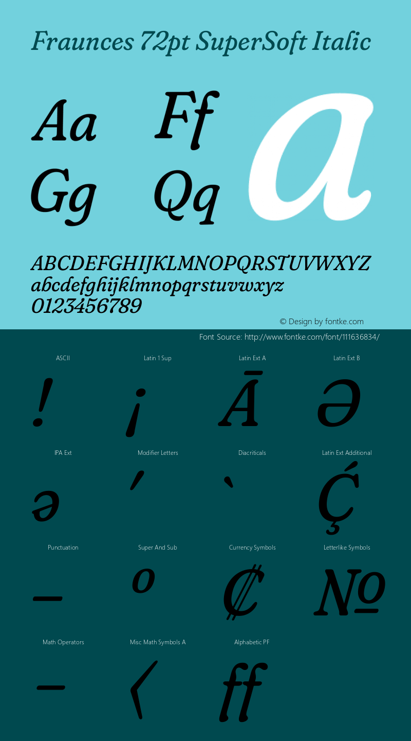 Fraunces 72pt SuperSoft Italic Version 1.000;[b76b70a41]图片样张