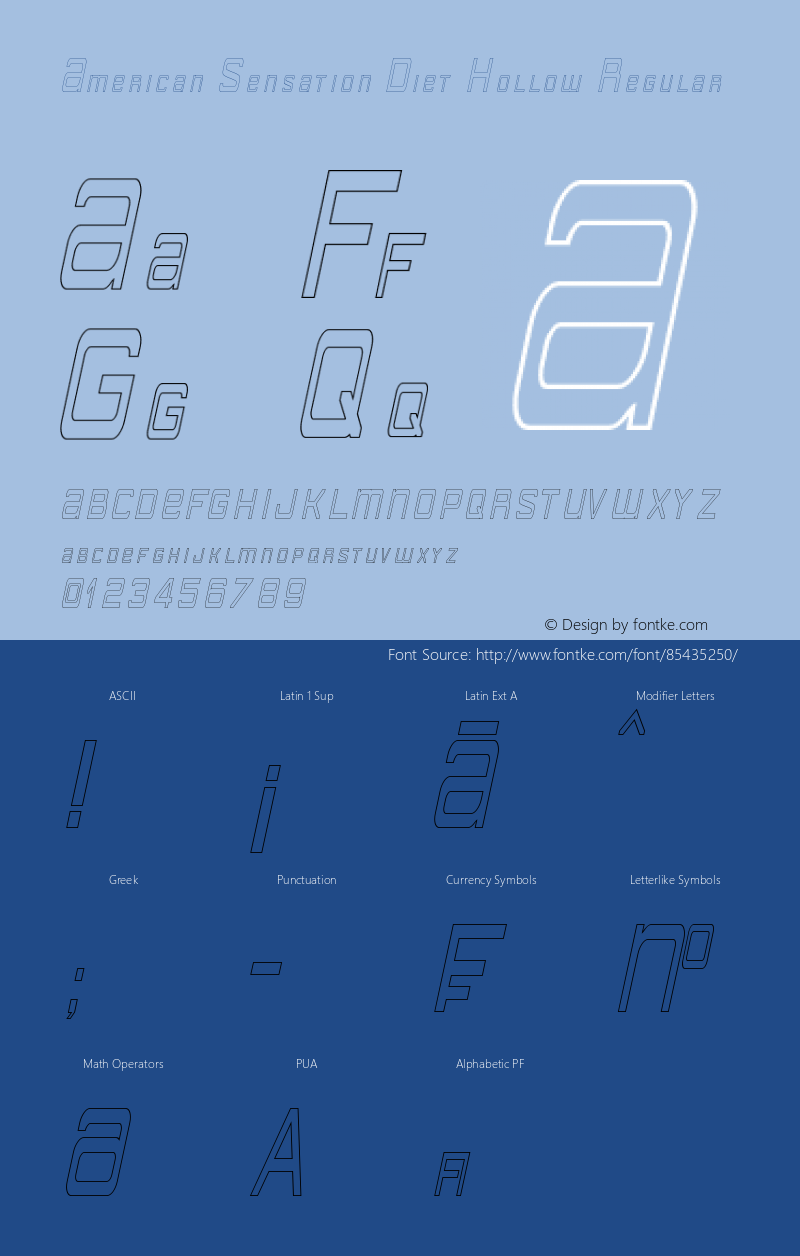 American Sensation Diet Hollow Regular Version 2.111;November 23, 2020;FontCreator 13.0.0.2683 64-bit图片样张