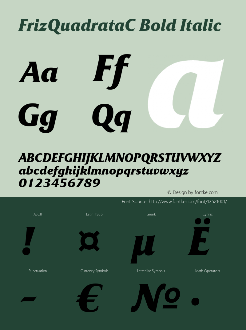 FrizQuadrataC Bold Italic OTF 1.0;PS 001.000;Core 116;AOCW 1.0 161图片样张