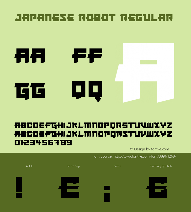 Japanese Robot Version 1.00;October 18, 2019;FontCreator 12.0.0.2547 64-bit图片样张