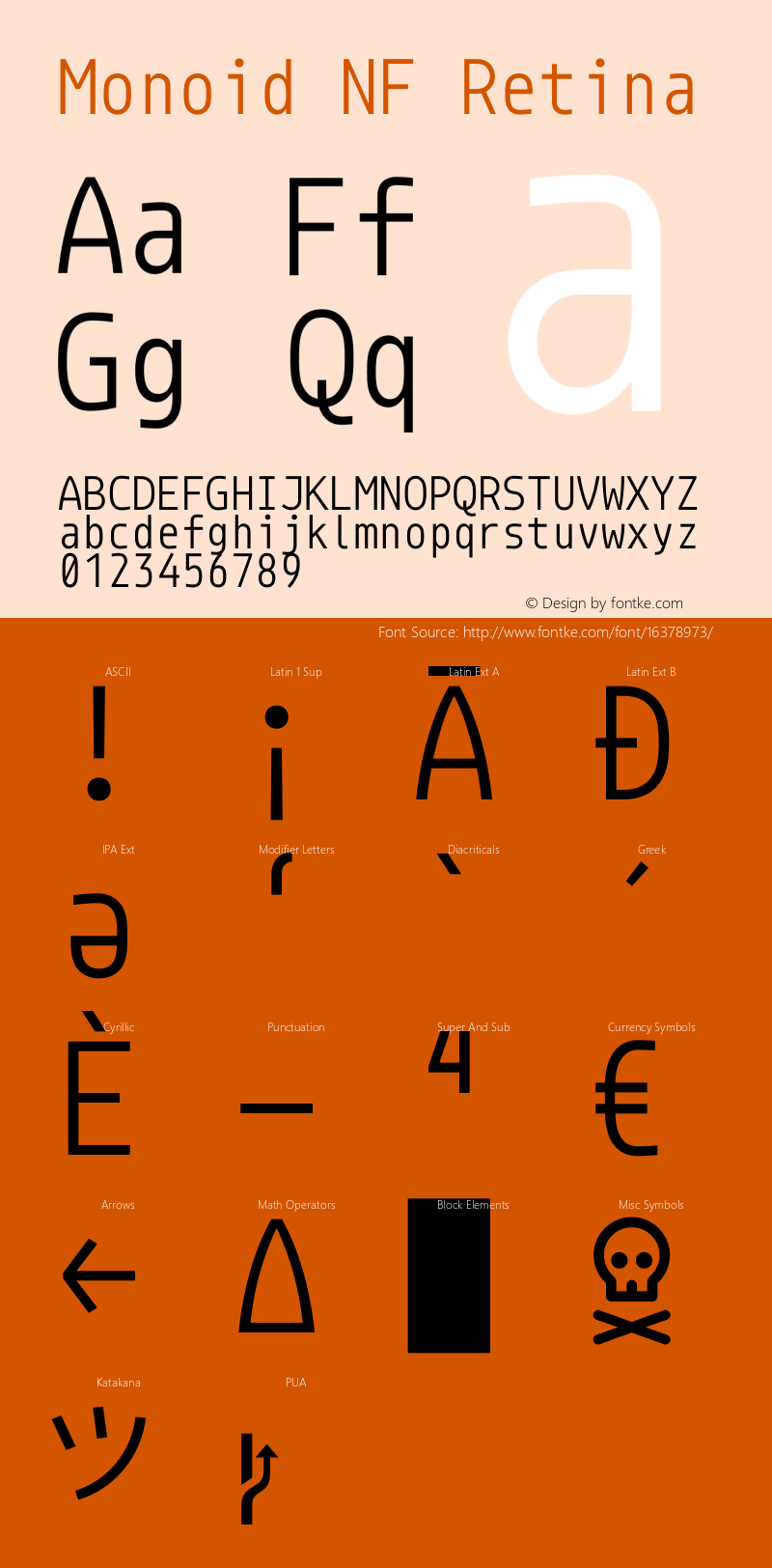 Monoid NF Retina Version 0.62;Nerd Fonts 0.7.图片样张