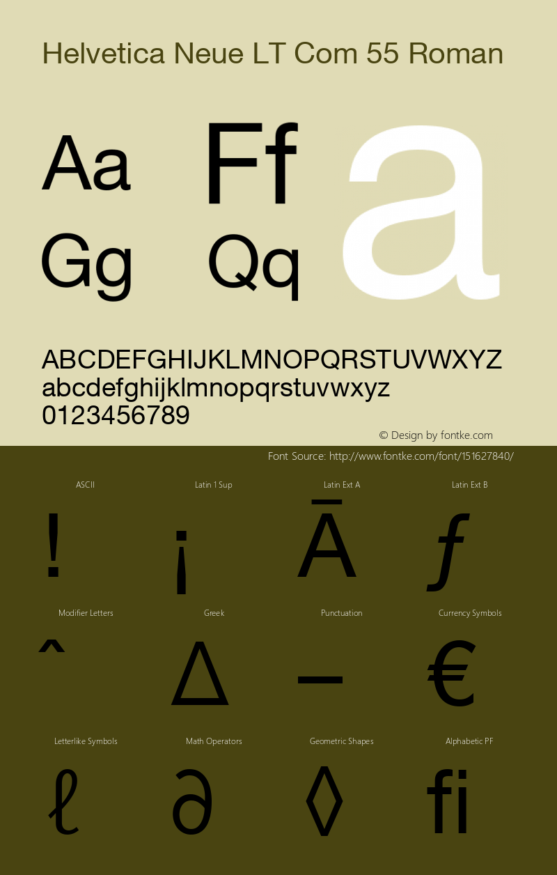 Helvetica Neue LT Com 55 Roman Version 2.01;2006图片样张