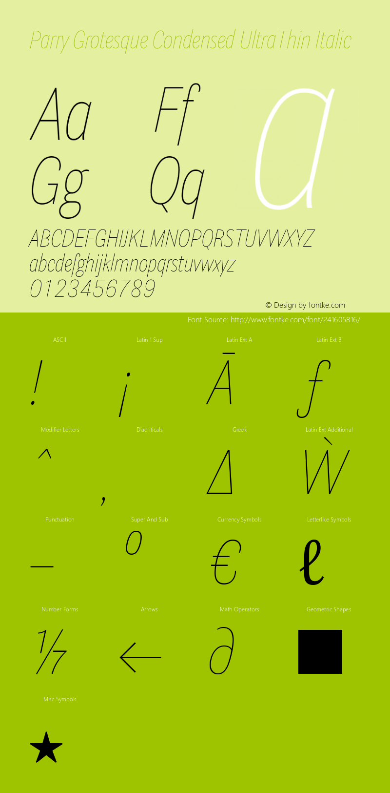 Parry Grotesque Condensed UltraThin Italic Version 1.200图片样张