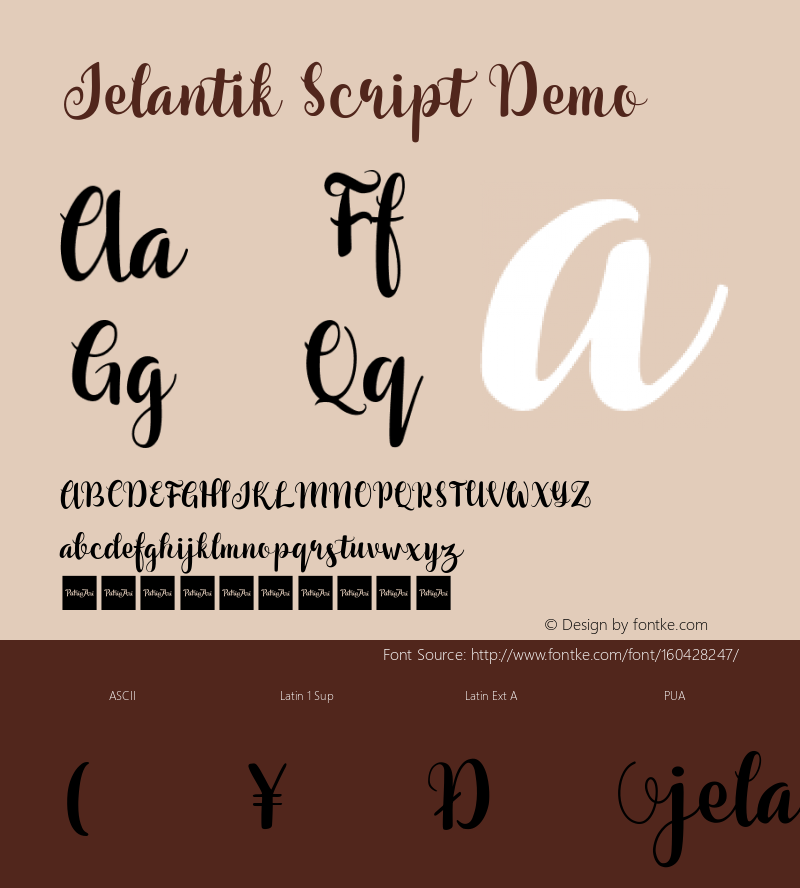 Jelantik Script Demo Version 1.001;Fontself Maker 3.5.4图片样张