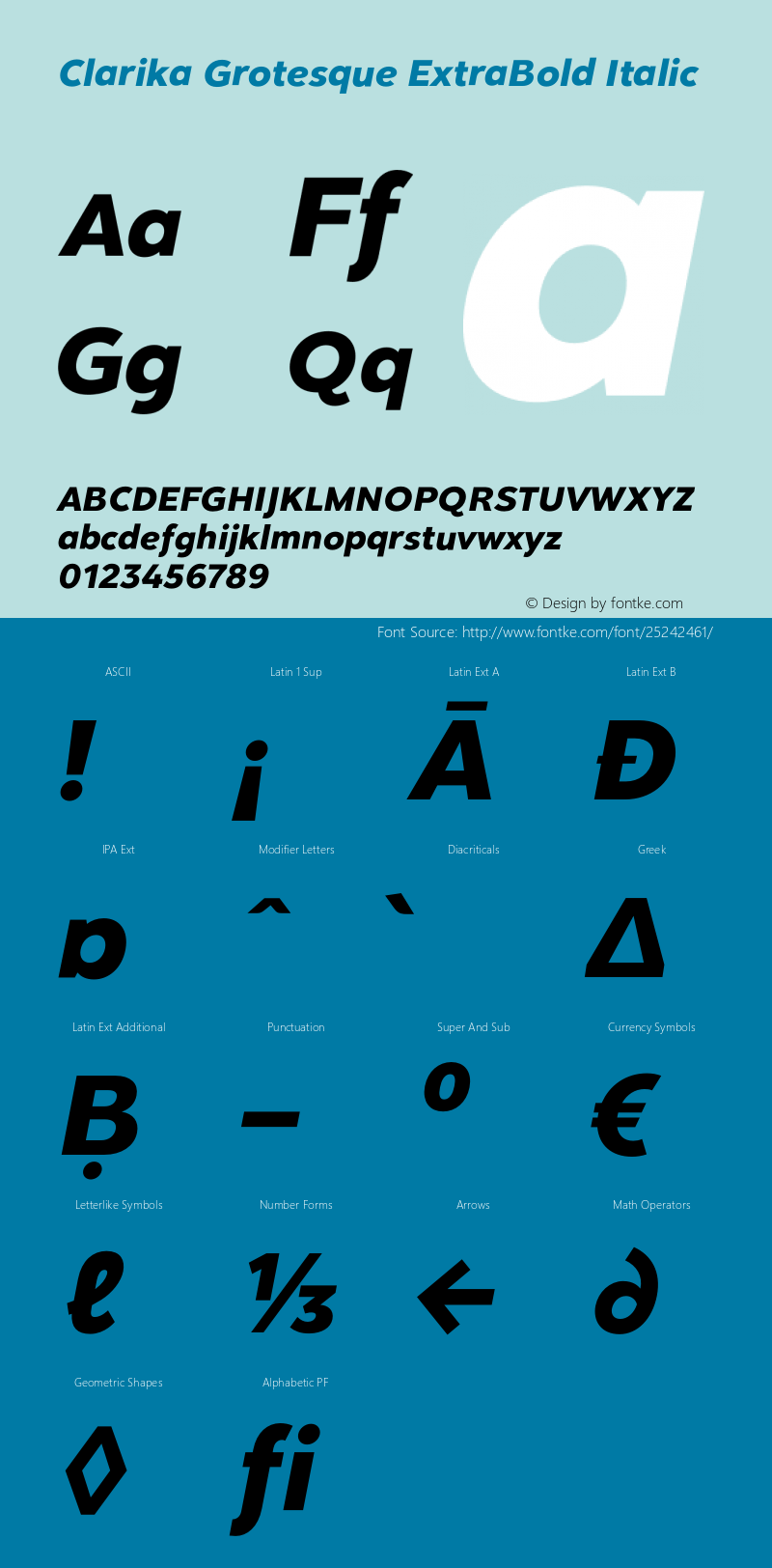 Clarika Grotesque ExtraBold Italic Version 1.000;PS 001.000;hotconv 1.0.88;makeotf.lib2.5.64775图片样张