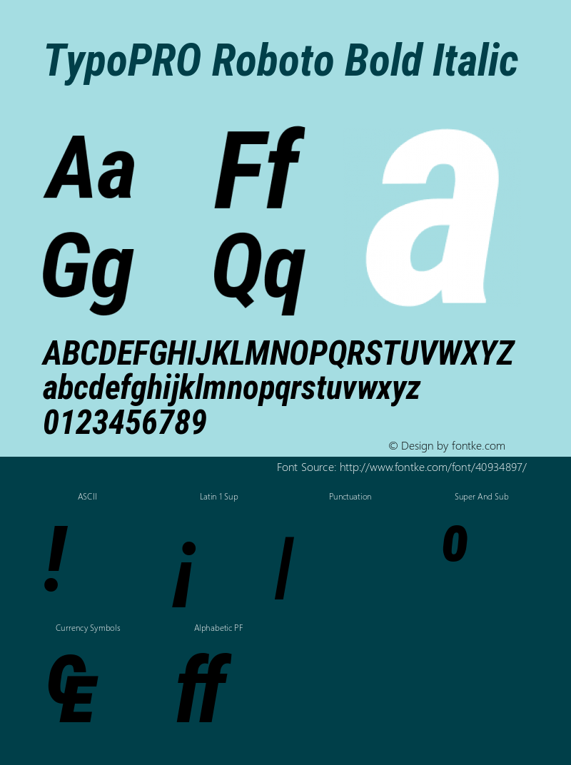 TypoPRO Roboto Condensed Bold Italic Version 2.138图片样张