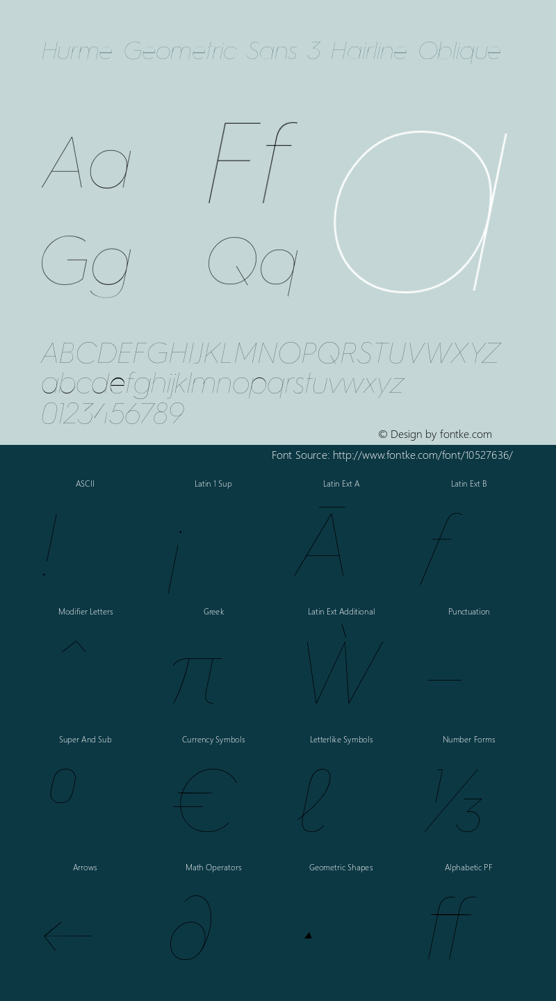 Hurme Geometric Sans 3 Hairline Oblique Version 1.001图片样张