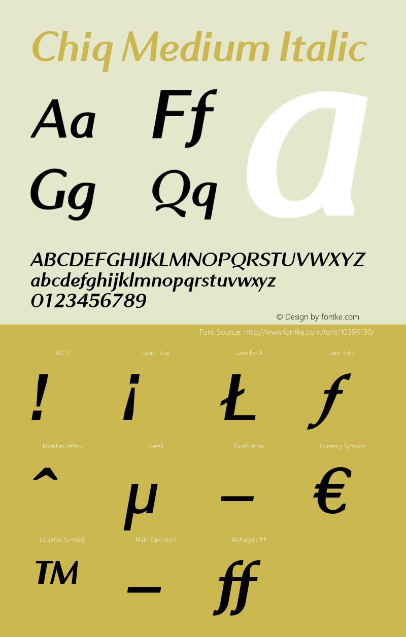 Chiq Medium Italic 1.000图片样张