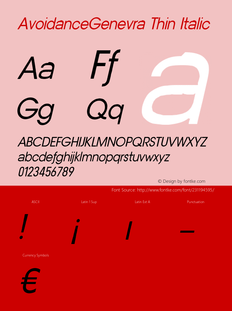 AvoidanceGenevra-ThinItalic Version 1.005;Fontself Maker 3.5.7图片样张