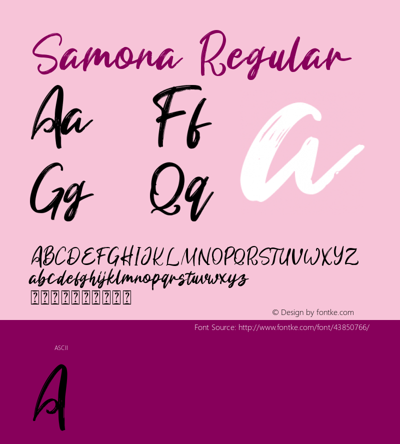 Samona Version 1.00;October 30, 2019;FontCreator 11.5.0.2430 32-bit图片样张