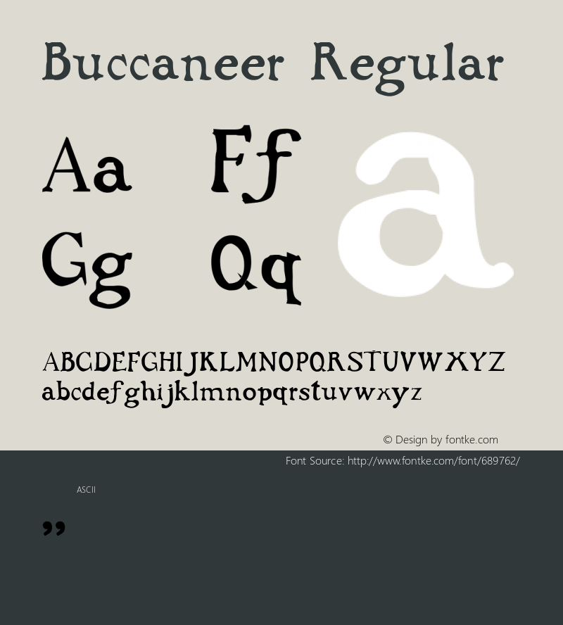 Buccaneer Regular Altsys Fontographer 3.5  10/19/92图片样张