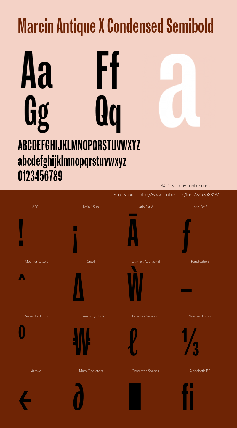 Marcin Antique X Condensed Semibold Version 1.000;FEAKit 1.0图片样张