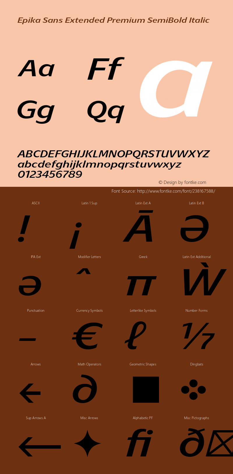 Epika Sans Extended Premium SemiBold Italic Version 1.000;FEAKit 1.0图片样张