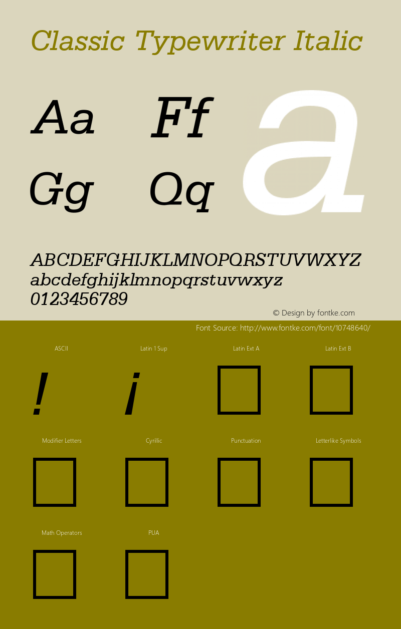 Classic Typewriter Italic Rev. 002.02q图片样张