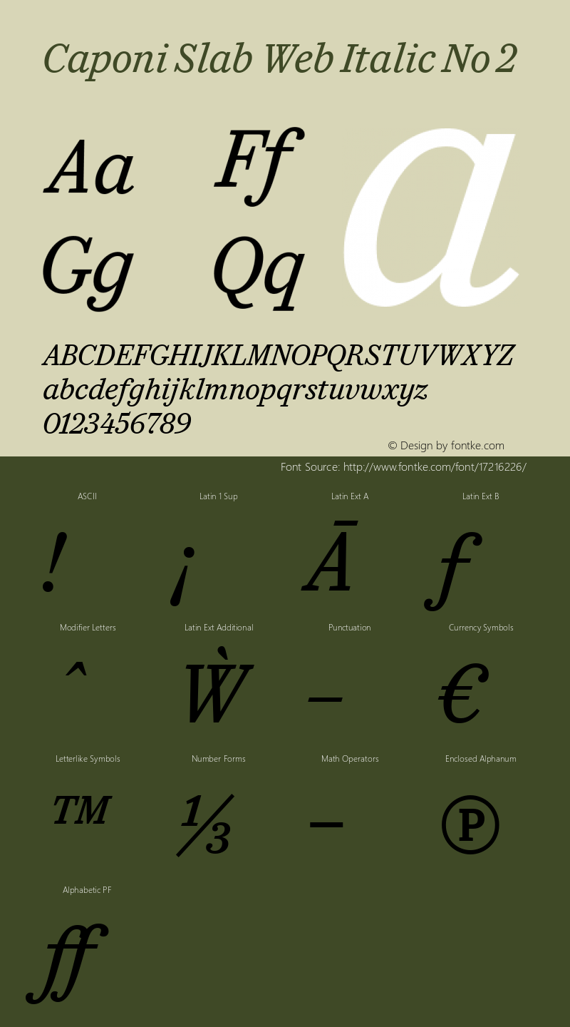 Caponi Slab Web Italic No 2 Version 1.1 2013图片样张